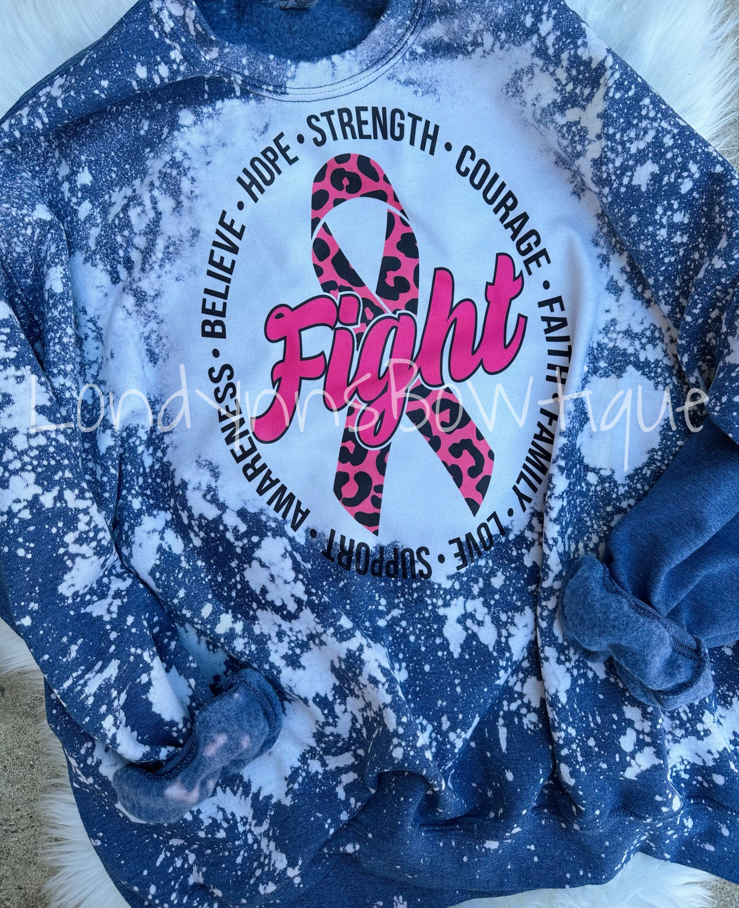 Pink awareness  bleached crewneck