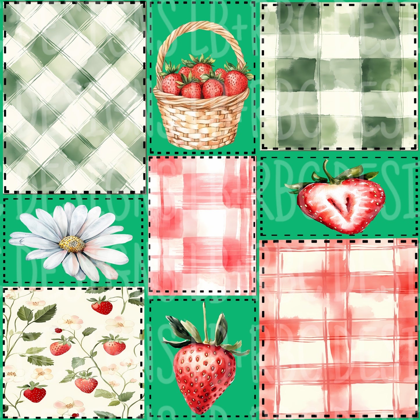 Strawberry patchwork seamless file