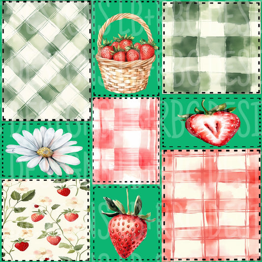 Strawberry patchwork seamless file