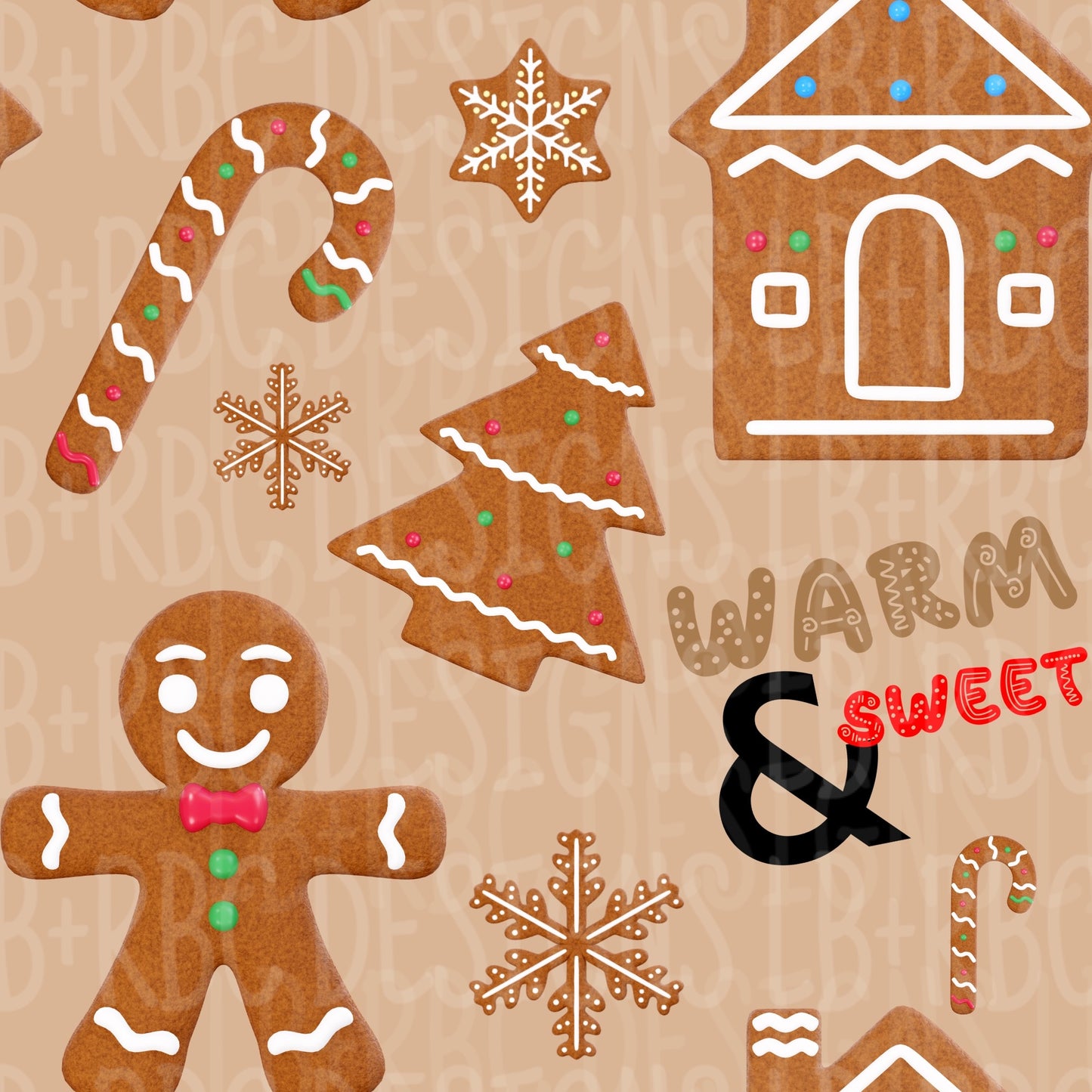 Gingerbread patchwork seamless file'