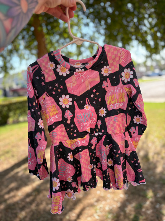 3t Long sleeve peplum lettuce hem