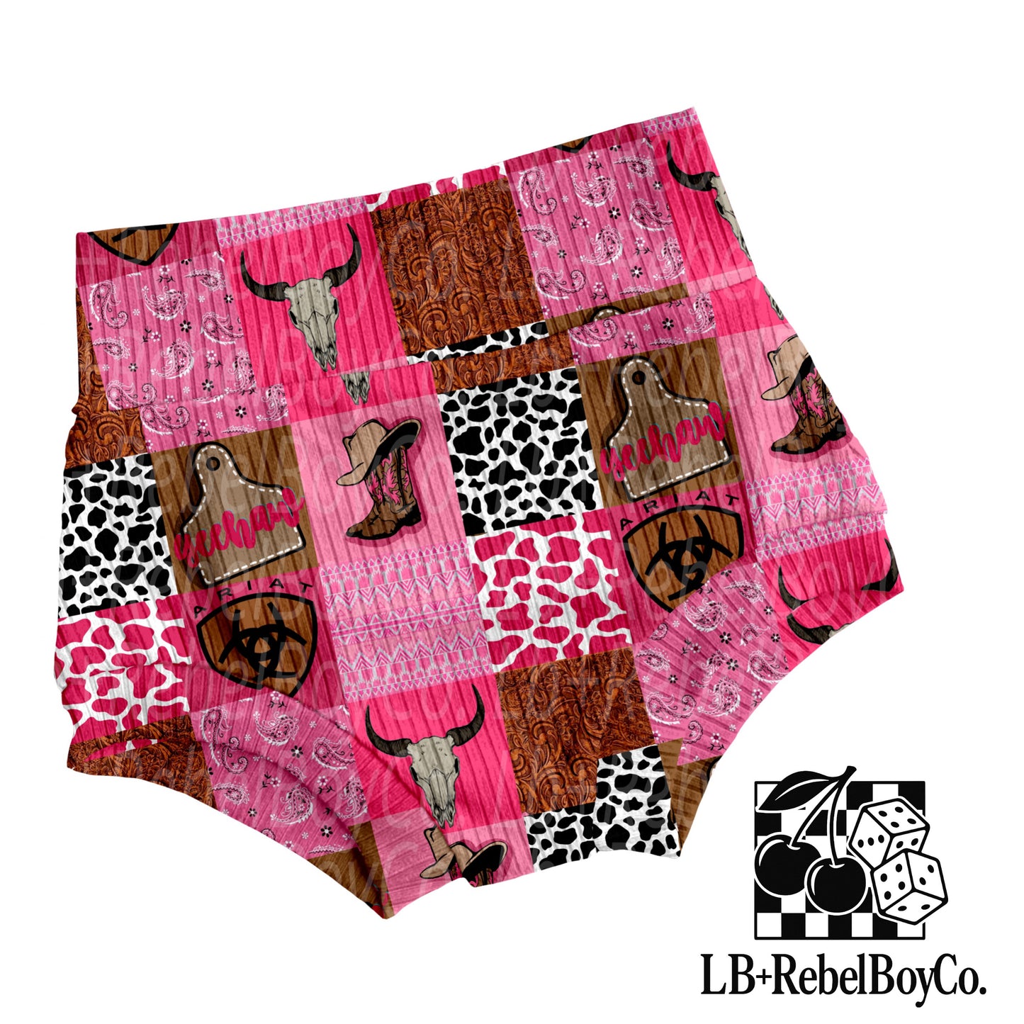 Yeeehaw Cow pink patchwork .