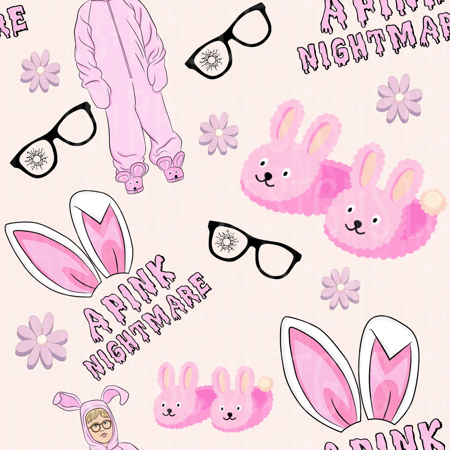 Pink nightmare Christmas seamless