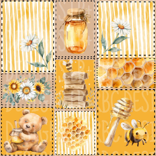 Honey bear patchwork seamless file