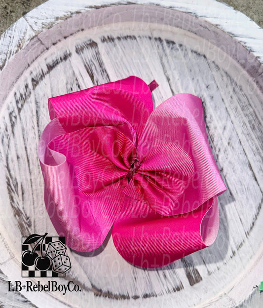 Ombre pink 5” bow on clip