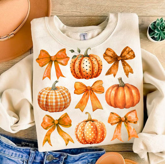 Pumpkin bow shirt sweatshirt