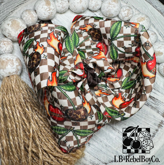 Leopard checkered  5” bow on clip