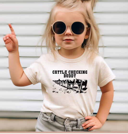 Cattle chekcing  kids shirt