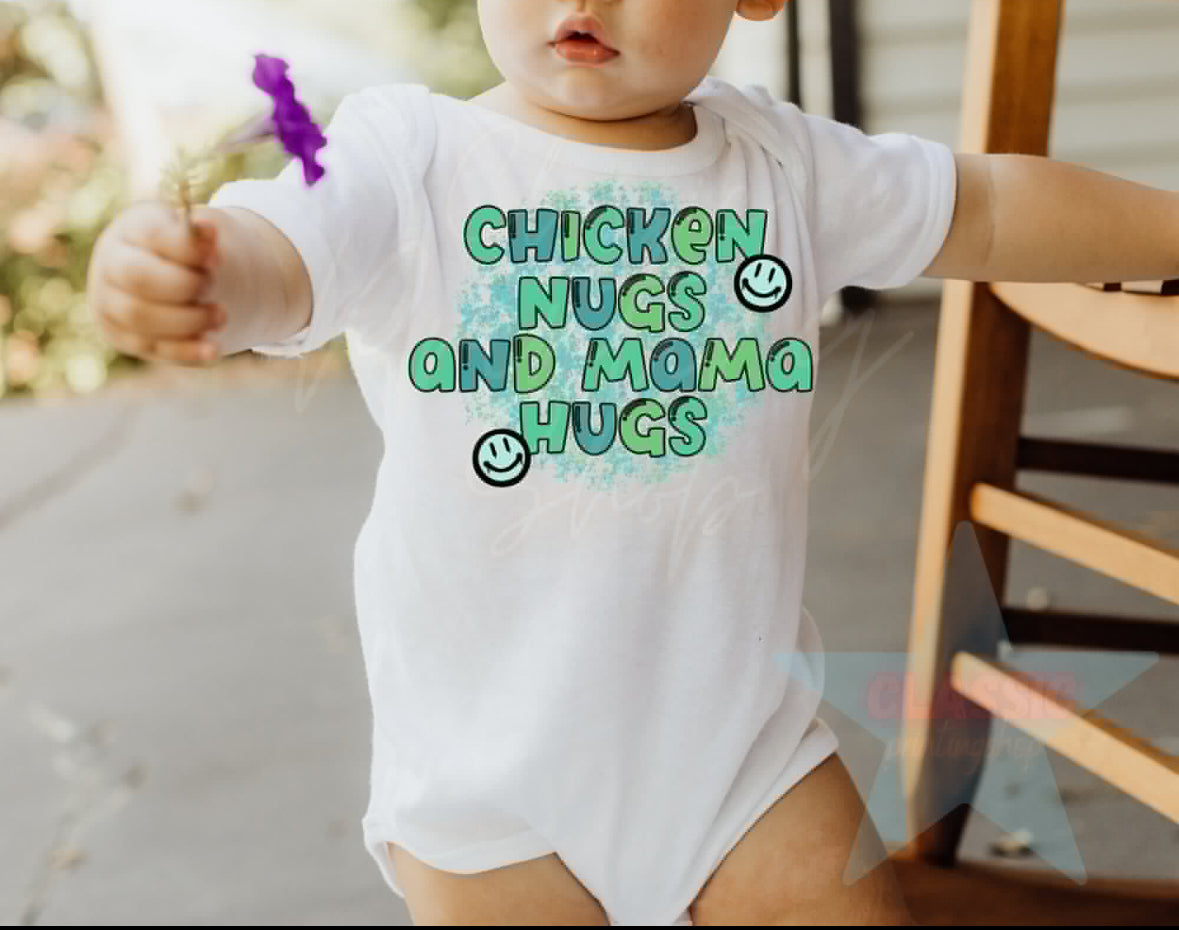 Chicken nugs and hugs  kids shirt