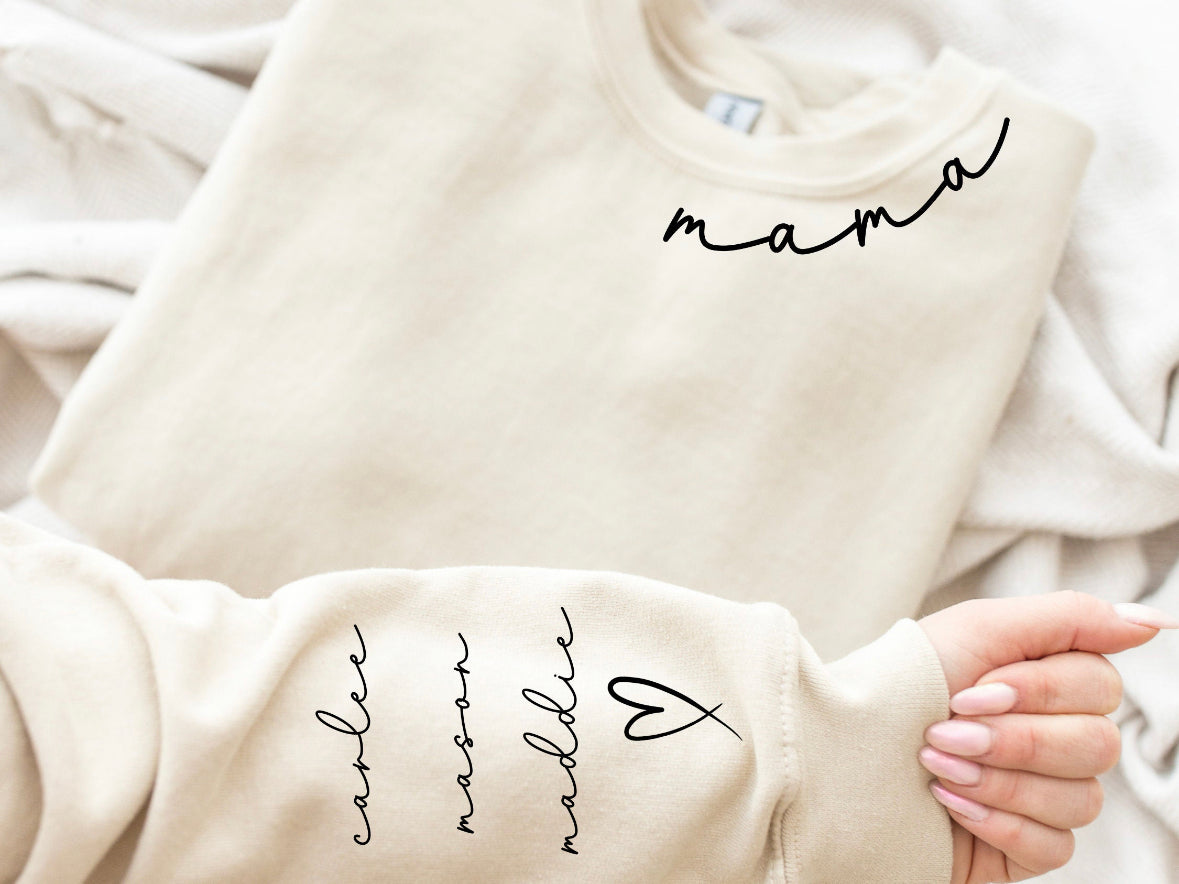 Mama kids names sweatshirt