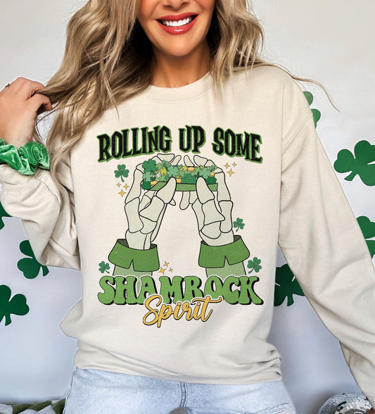 Rolling up  St. Patrick’s day shirt