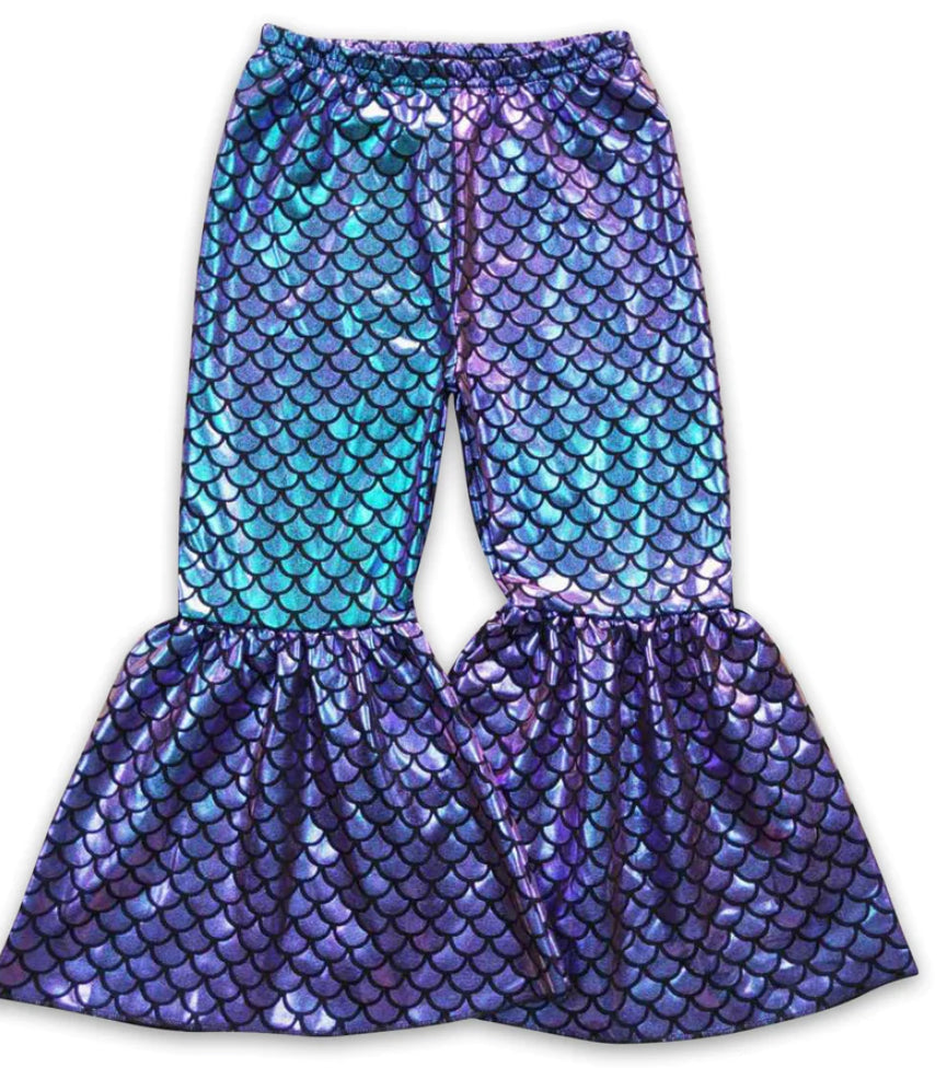 Mermaid print bell bottoms