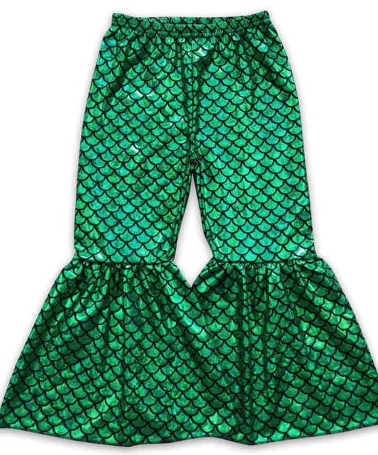 Mermaid print bell bottoms