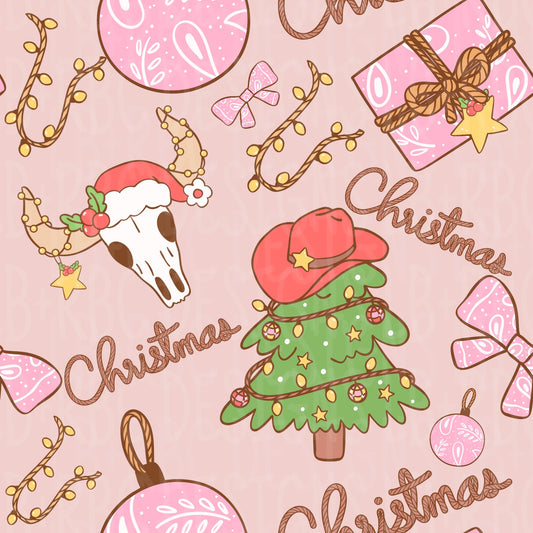 Pink Western Christmas  seamless file