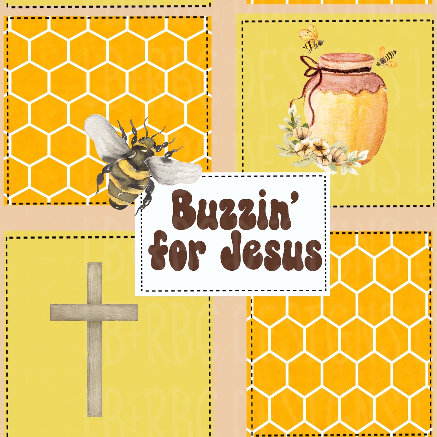 Patchwork Buzzin for jesus seamless file'