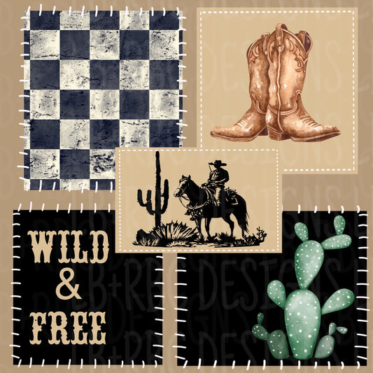 Wild and free patchwork seamless file'
