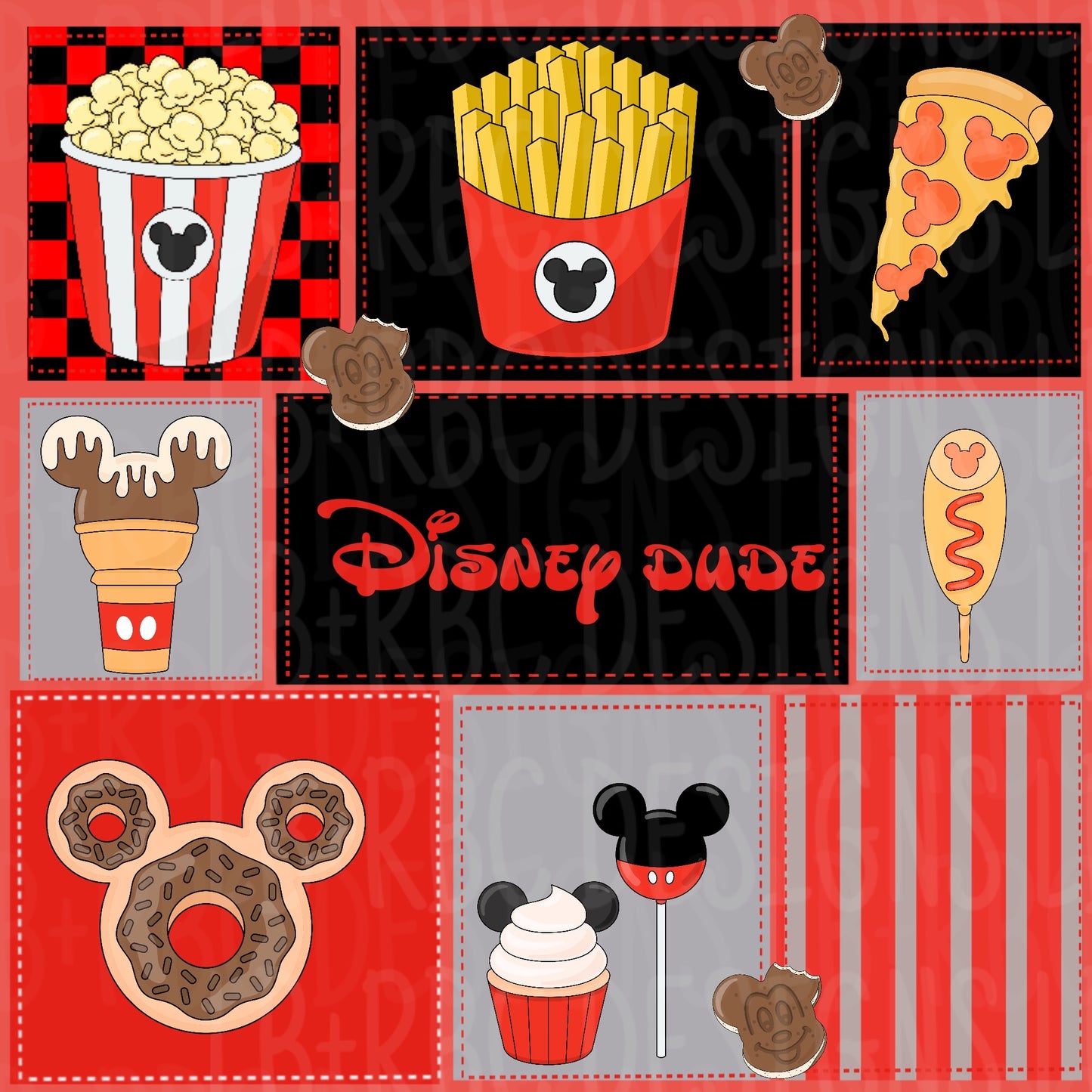 Red Snacks Patchwork seamless file