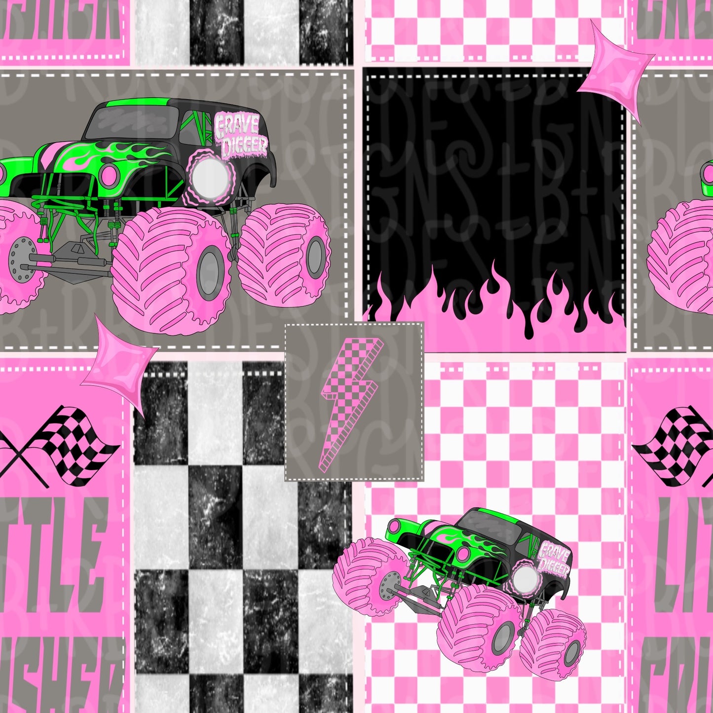 Pink monster truck seamless file