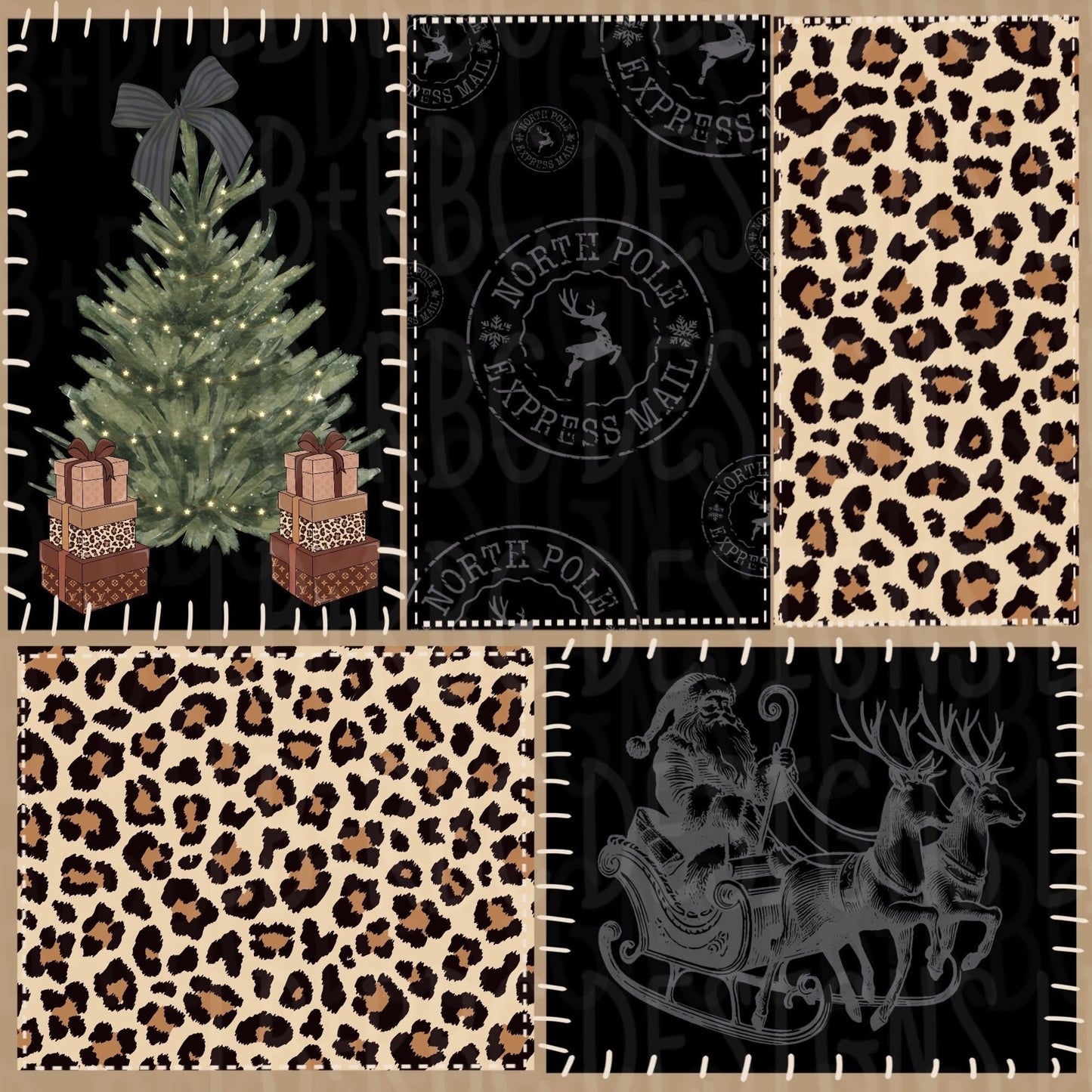 Leopard Christmas seamless file