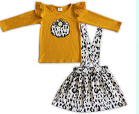Leopard pumpkin skirt overall outfit