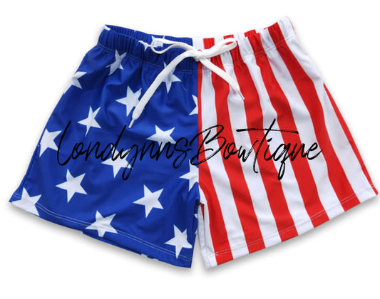 Flag boy bathing suit shorts