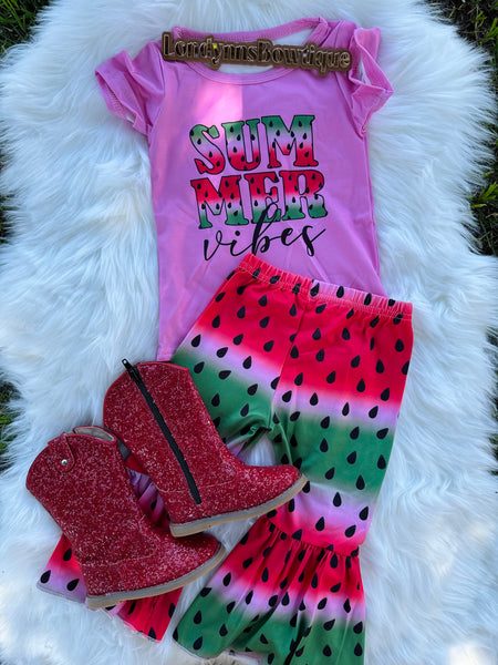 Summer vibes watermelon bell bottoms outfit