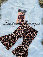 Rodeo leopard bell bottoms set