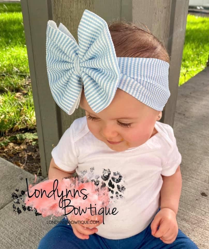 Blue and White Bow