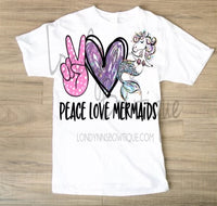 Peace Love Mermaid White Shirt