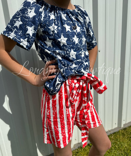 Flag star stripes  shorts outfit