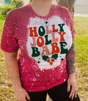 Holly jolly babe Christmas bleached shirt