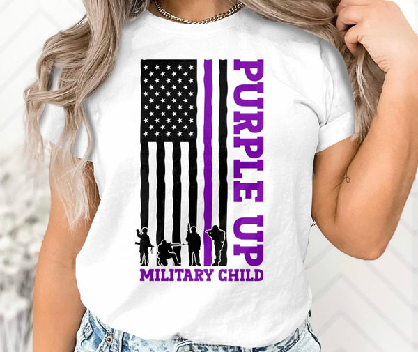 Purple up military child shirt