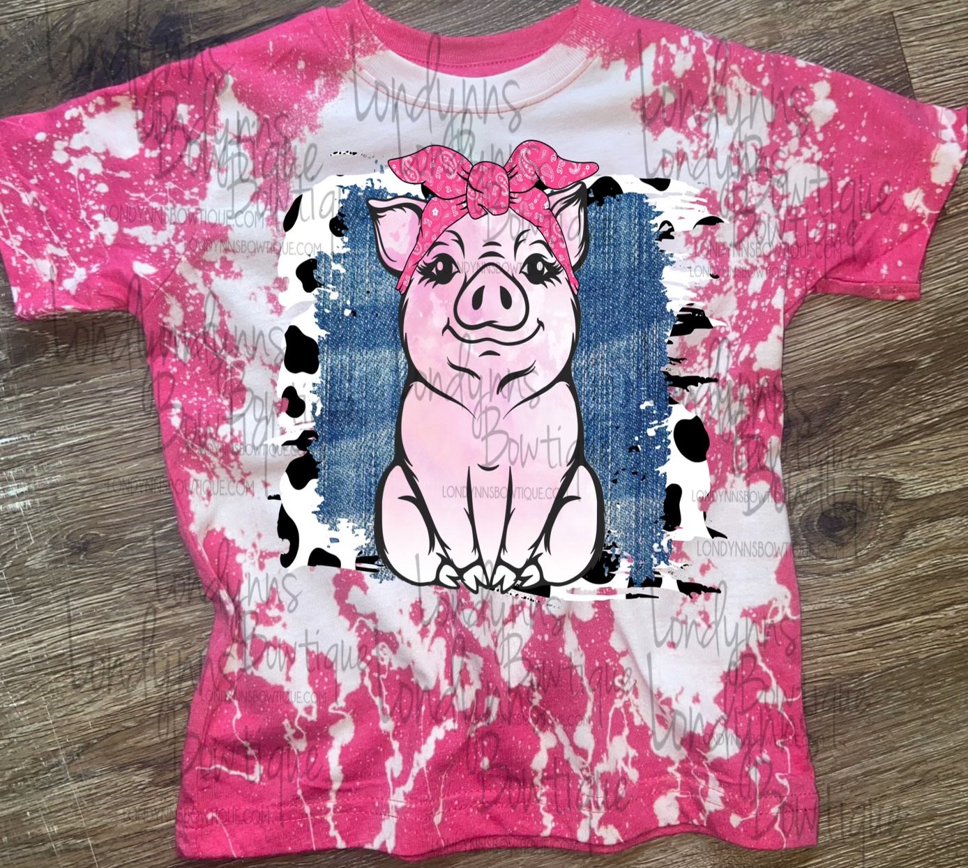 Kids Pink Pig Bleached Shirt