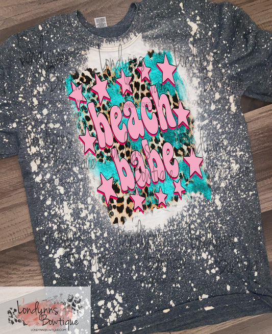 Beach babe leopard  bleached shirt
