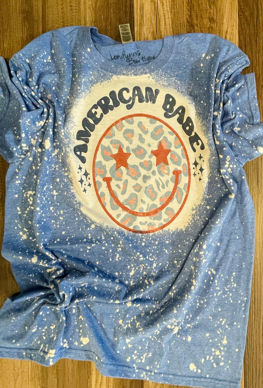 American babe leopard  bleached shirt