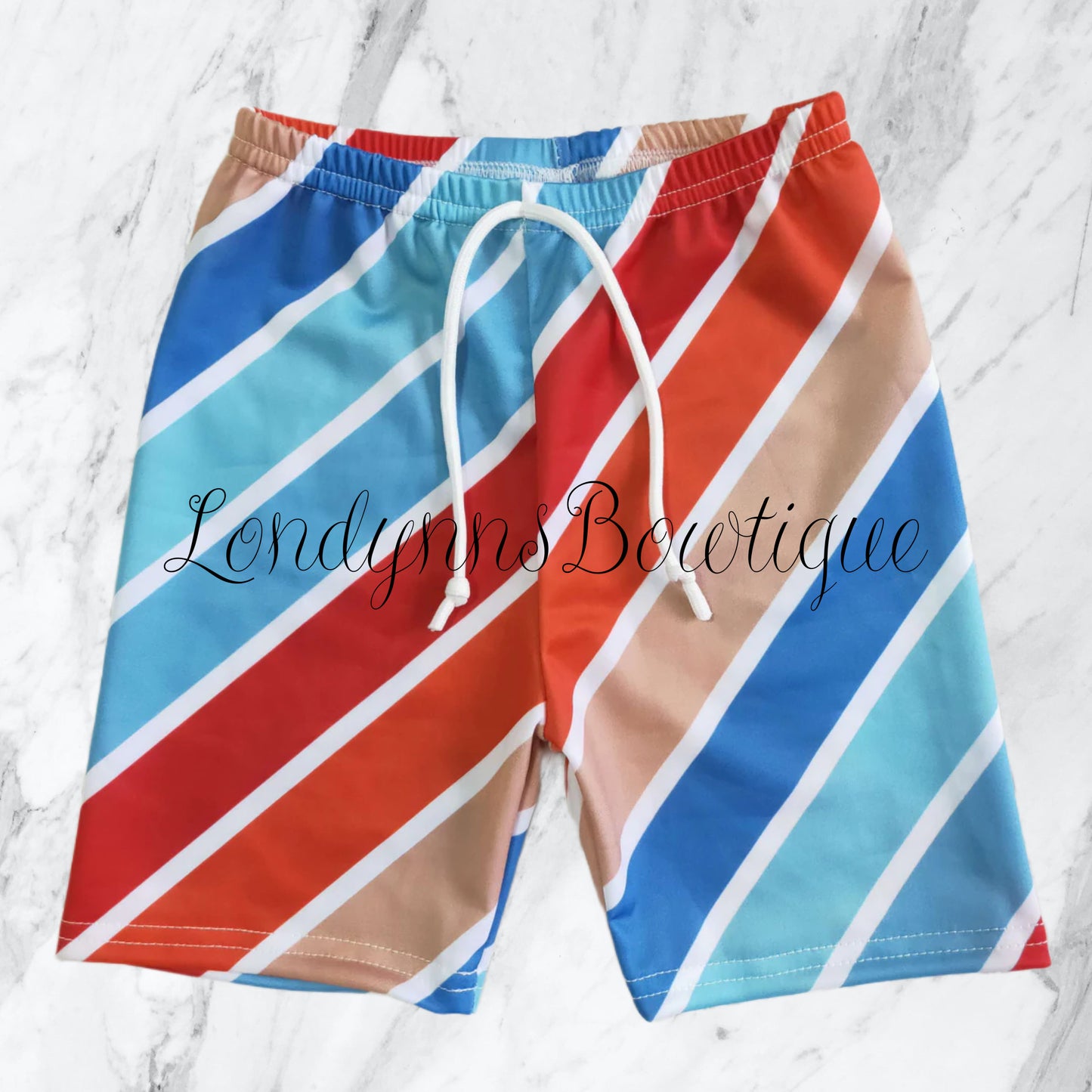 Ruffle stripe bathing suit shorts