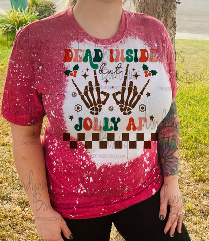 Dead inside but jolly af Christmas bleached shirt