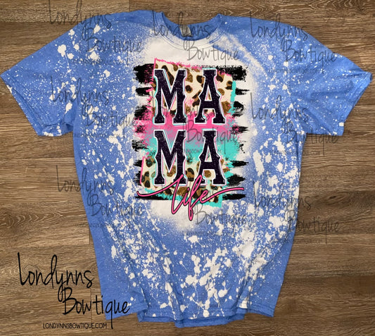 Mama Life Grey & Blue Bleached Shirt