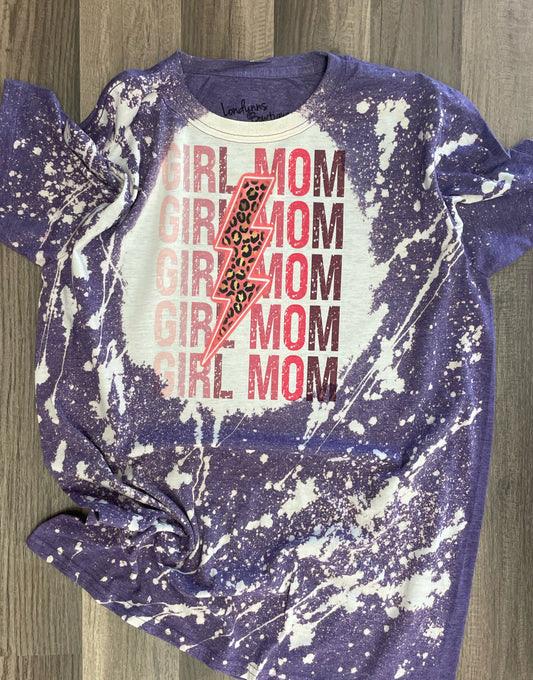 Girl mom cheetah pink bleached shirt