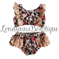 Leopard ruffle bathing suit