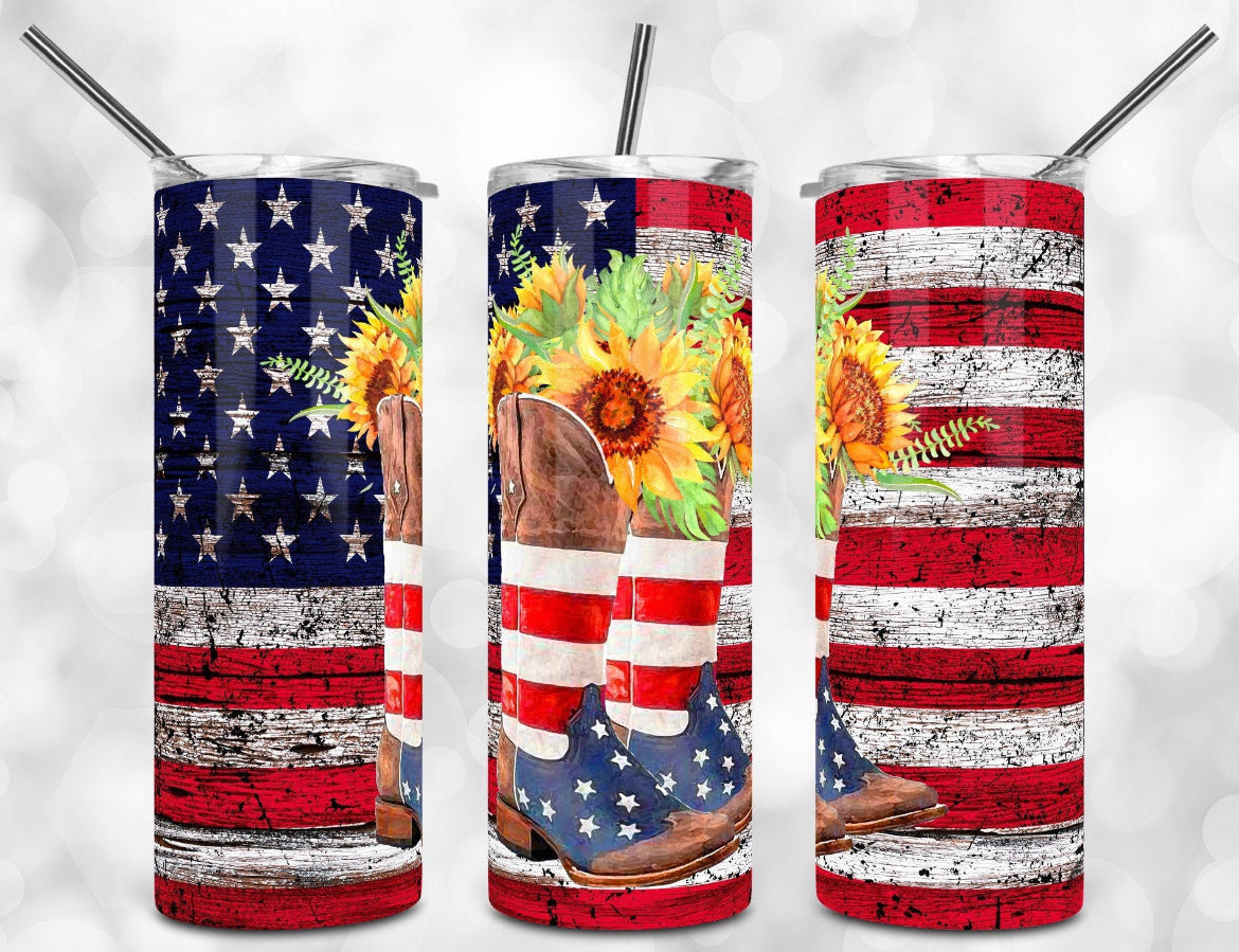 Sunflower flag tumbler 20oz