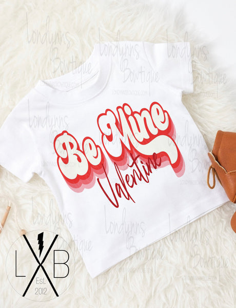 Be mine valentine retro Sublimation shirts kids