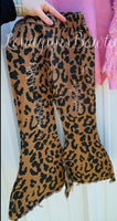 Leopard denim flare pants