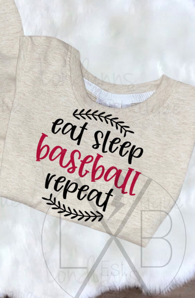 Baseball eat sleep repeat  TODDLER/KIDS Sublimation shirts