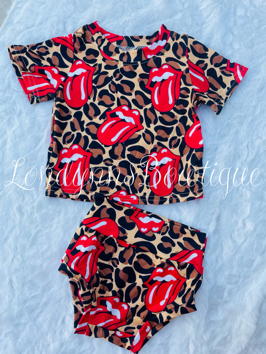 Leopard tongue Bummie shirt set