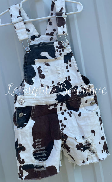 Cow print overalls