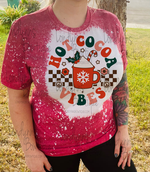 Hot cocoa vibes Christmas bleached shirt