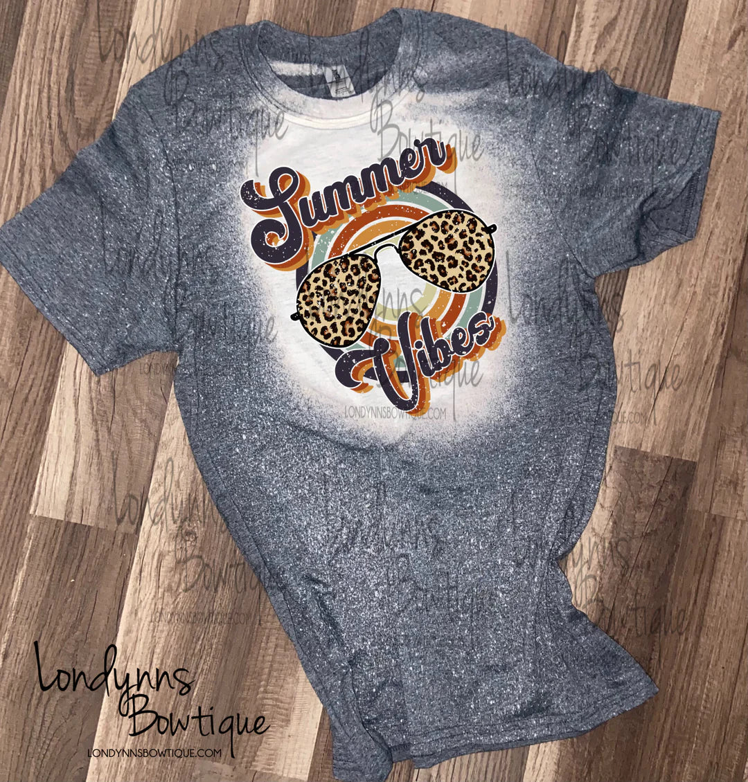 Summer vibes bleached  shirt