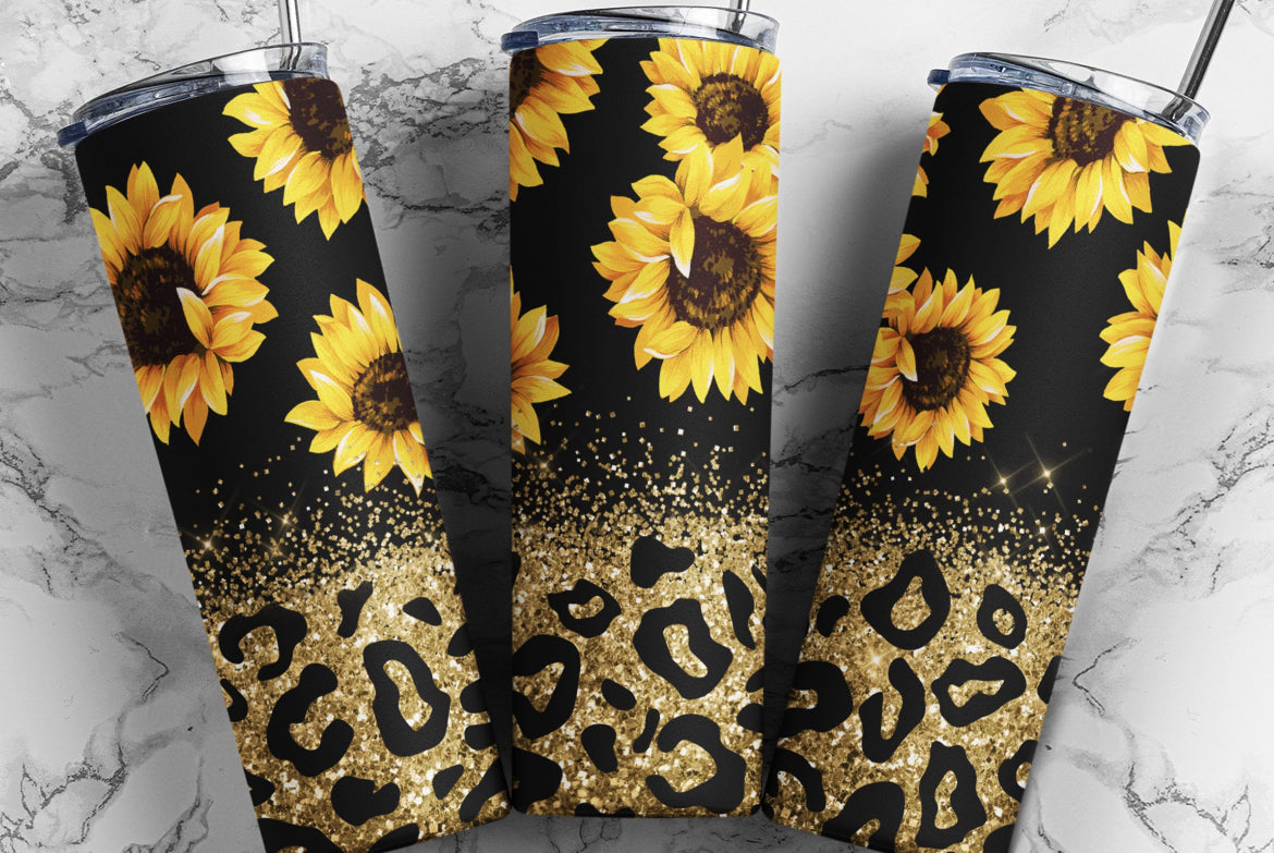 Sunflower leopard tumbler