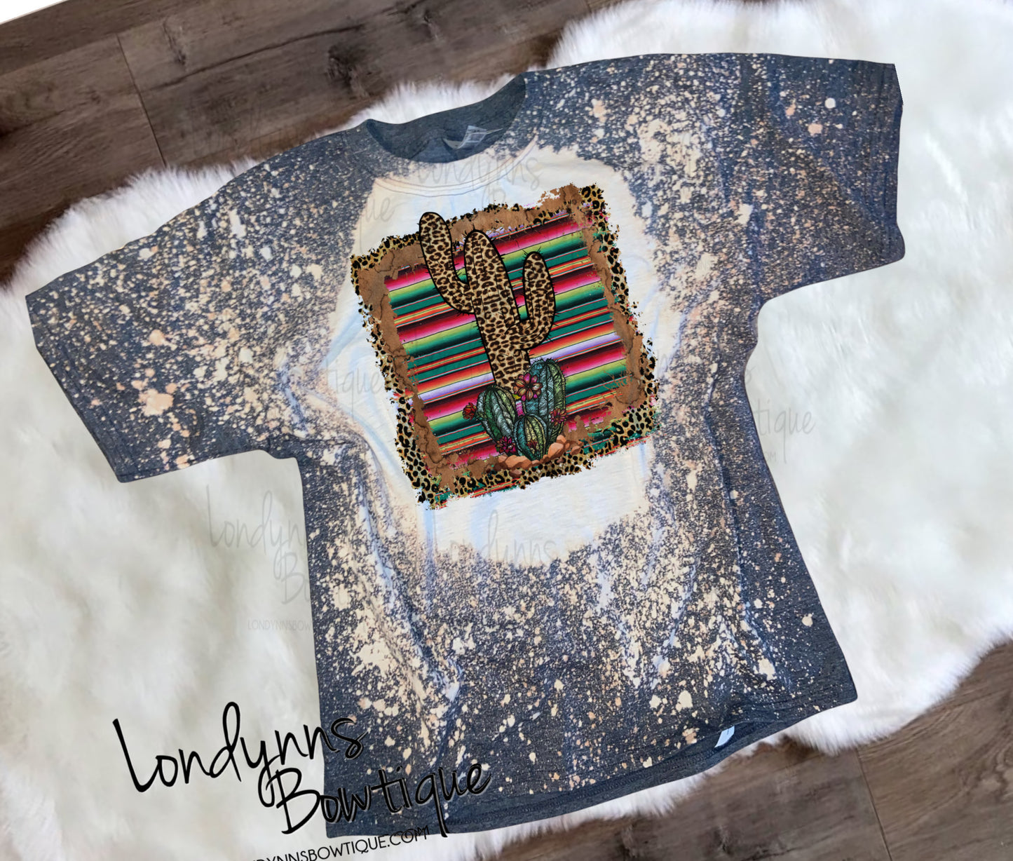 Cactus serape cinco de mayo adult bleached shirt